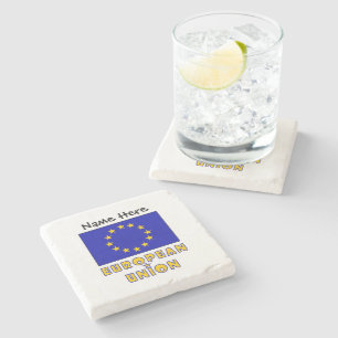 European Union and EU Flag Personalised  Stone Coaster