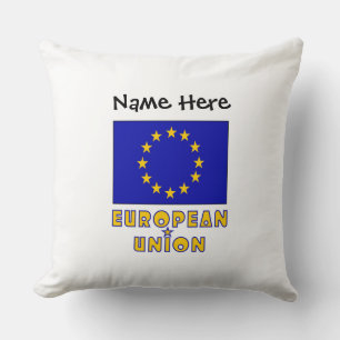 European Union EU Flag Black Personalisation  Cushion