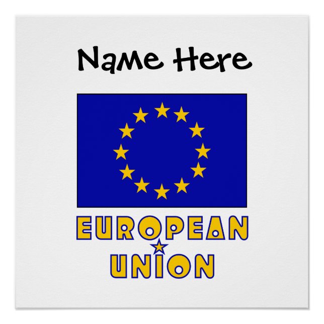 European Union EU Flag Black Personalisation  Poster (Front)