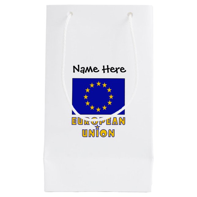 European Union EU Flag Black Personalisation  Small Gift Bag (Front)