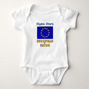 European Union EU Flag Blue Personalised Baby Bodysuit