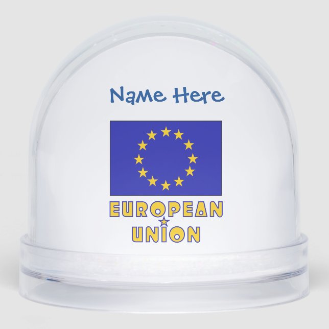 European Union EU Flag Blue Personalised  Snowglobe (Front)