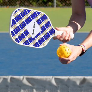 European Union EU Flag Tiled Black Personalisation Pickleball Paddle