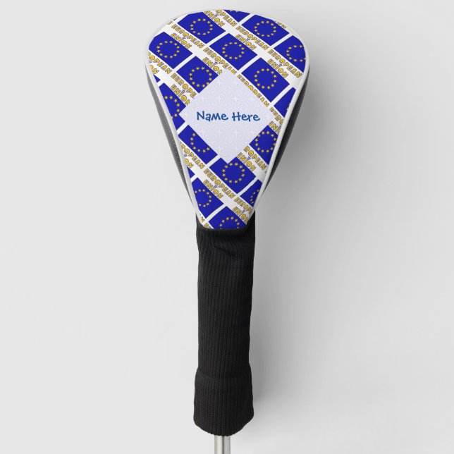European Union EU Flag Tiled Blue Personalisation  Golf Head Cover (Front)