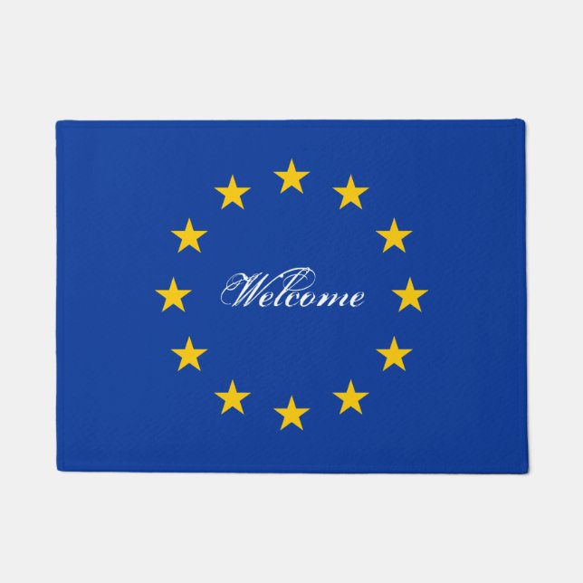 European Union flag door mat with custom text (Front)
