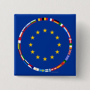 European Union Flags 15 Cm Square Badge