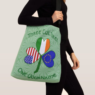 European Union Irish USA Shamrock Flag Personalise Crossbody Bag