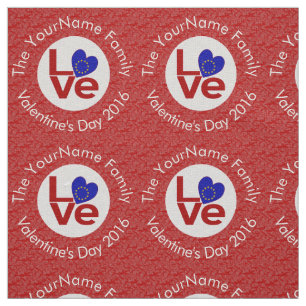 European Union Red LOVE Heart Flag Personalised  Fabric