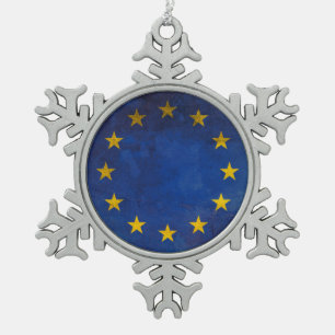 European Union Snowflake Pewter Christmas Ornament