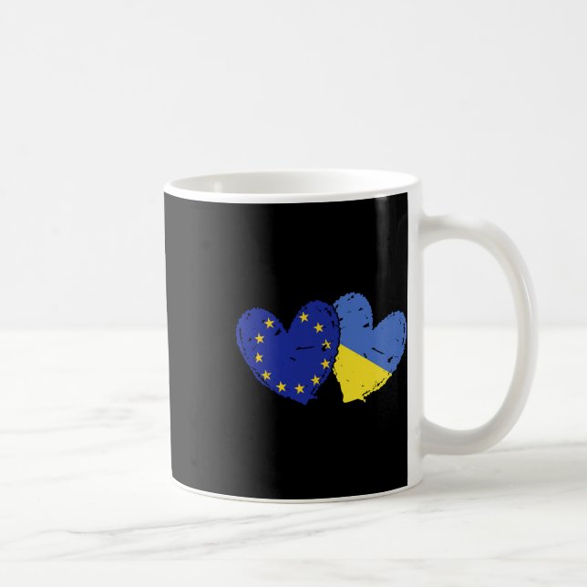 European Union Ukraine Heart Flags Eu Ukrainian Du Coffee Mug (Right)