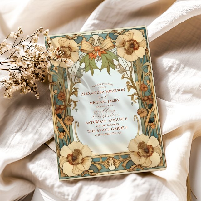 European Victorian Floral Art Nouveau Wedding  Invitation (Creator Uploaded)