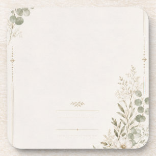 European Wedding Invitation in Olive Green Coaster