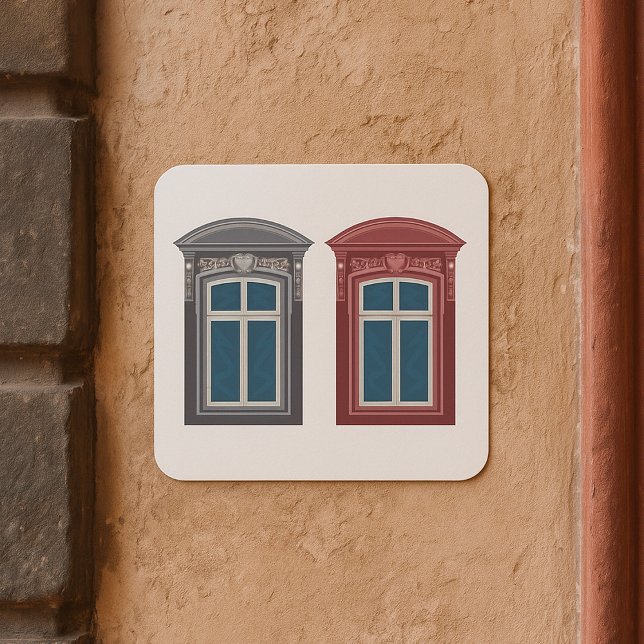European Window Ornate Architectural Art Square Sticker (Creator Uploaded)