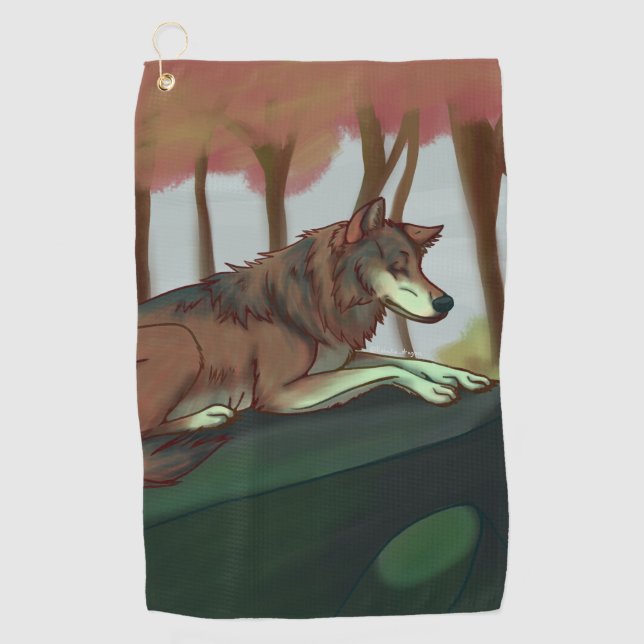 European Wolf Golf Towel (Front)