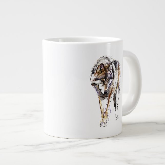 European Wolf Large Coffee Mug (Front Right)