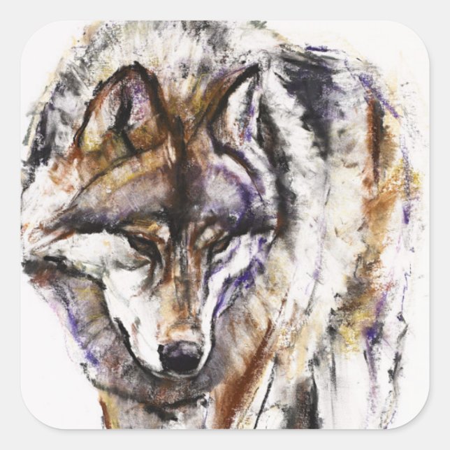 European Wolf Square Sticker (Front)