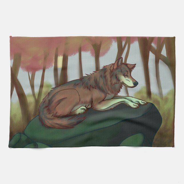 European Wolf Tea Towel (Horizontal)