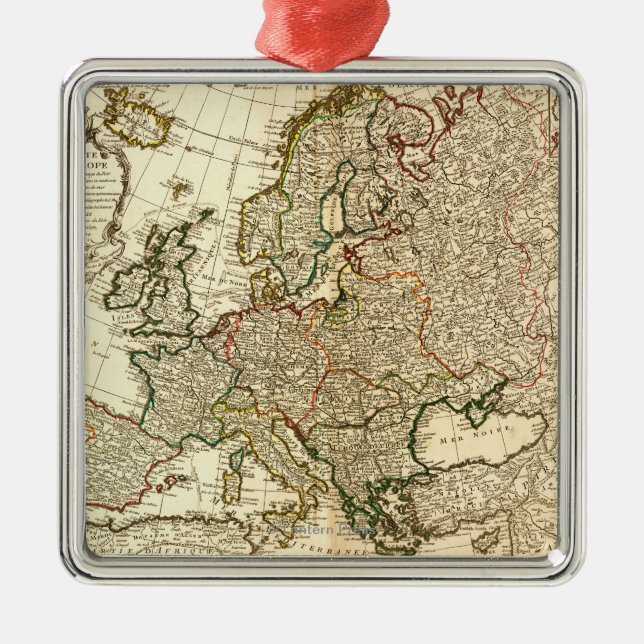 EuropePanoramic MapEurope 2 Metal Tree Decoration (Front)