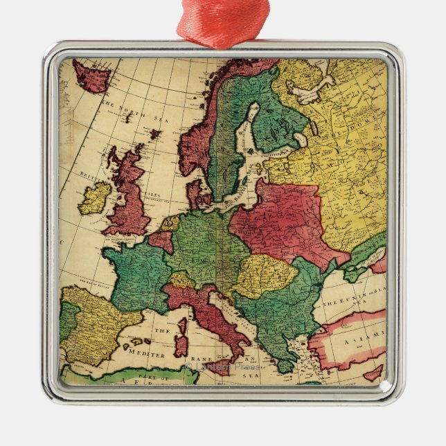 EuropePanoramic MapEurope Metal Tree Decoration (Front)