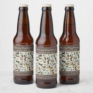 Europe's Best-Known Butterflies and Moths Collage Beer Bottle Label