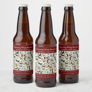 Europe's Best-Known Butterflies and Moths Collage Beer Bottle Label