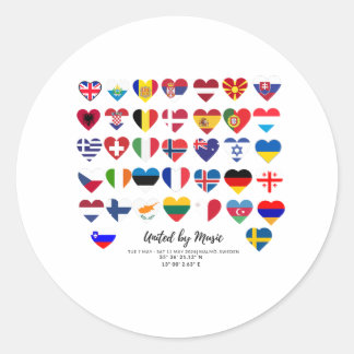 Eurovision Songcontest 2024 Unisex T-shirt Sweden Classic Round Sticker