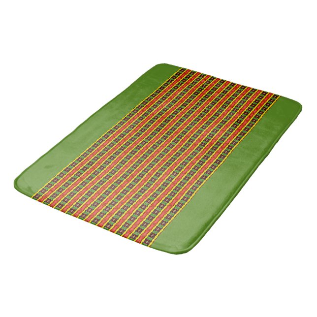 Eurydice Bath Mat w/ Green Trim (Angled)