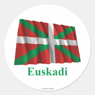 Euskadi (País Vasco) waving flag with name Classic Round Sticker
