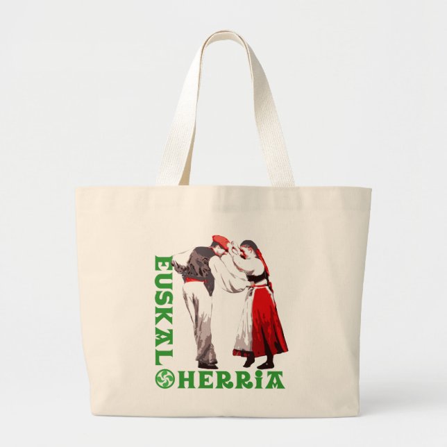 Euskal Herria: traditional Basque dancers, Large Tote Bag (Front)