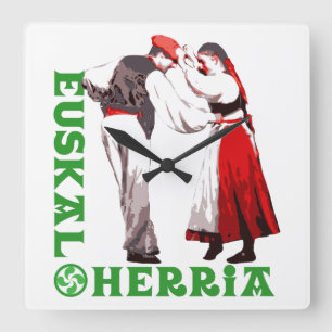 Euskal Herria: traditional Basque dancers, Square Wall Clock