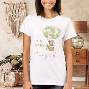 eutral Green Teddy Bear Oh Baby Balloon Mummy  T-Shirt
