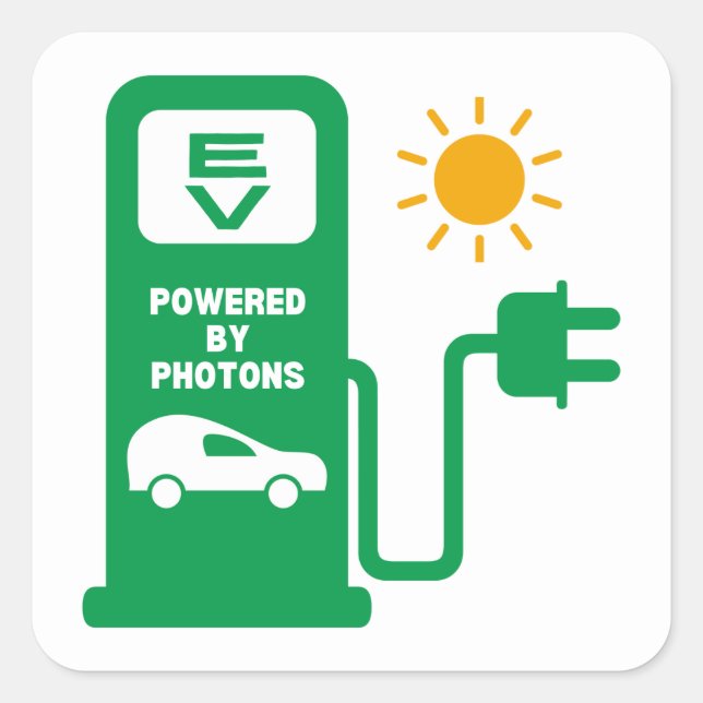 EV Powered by Photons Square Stickers (Front)