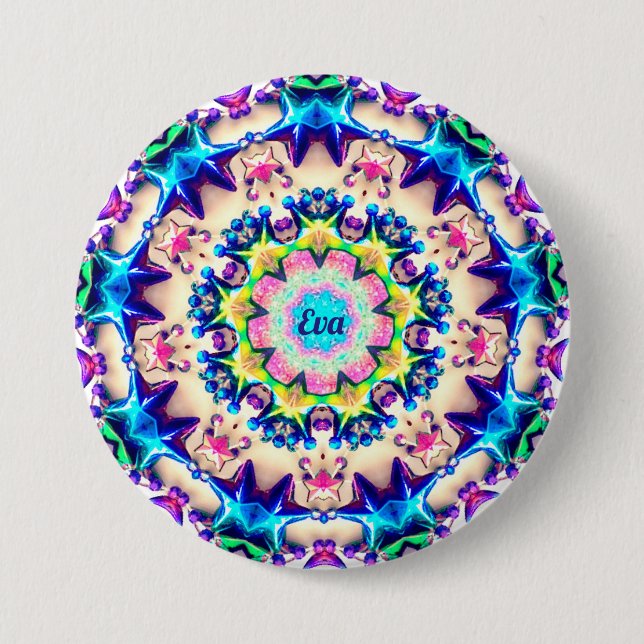 EVA~ Birthday Star Pattern Personalised ~ 7.5 Cm Round Badge (Front)