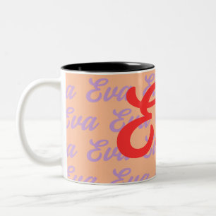 Eva Name Repeating Pattern Design Two-Tone Coffee Mug