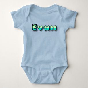 Evan baby boy name kawaii 3d letters bodysuit