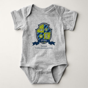Evan boys E name & meaning knights shield Baby Bodysuit