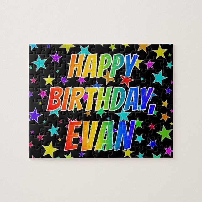 "EVAN" First Name, Fun "HAPPY BIRTHDAY" Jigsaw Puzzle (Horizontal)