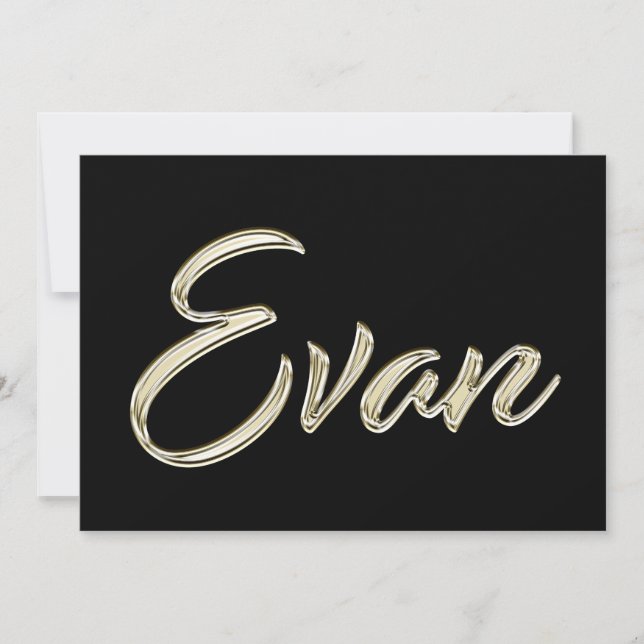 Evan Name white gold Handwriting Card (Front)