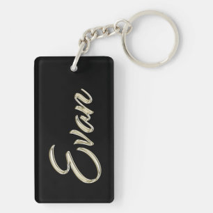 Evan Name whitegold Keytag Key Ring