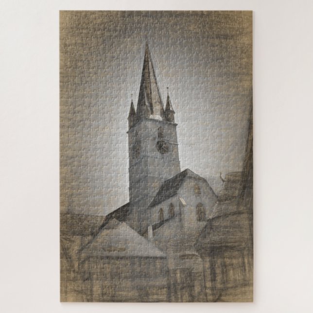 Evangelichal Cathedral Tower Sibiu Romania Jigsaw Puzzle (Vertical)