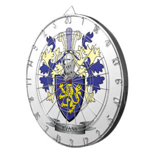 Evans Family Crest Coat of Arms Dartboard