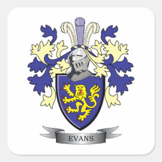 Evans Family Crest Coat of Arms Square Sticker