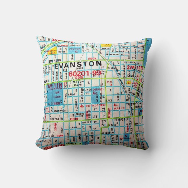 EVANSTON, IL Vintage Map Cushion (Front)