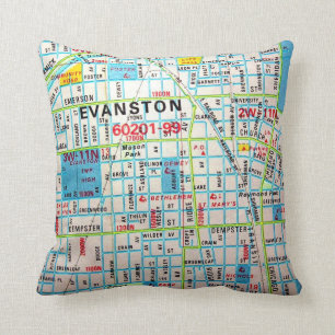 EVANSTON, IL Vintage Map Cushion