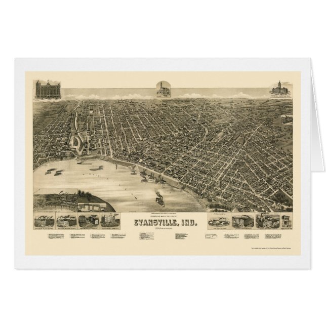 Evansville, IN Panoramic Map - 1888 (Front Horizontal)