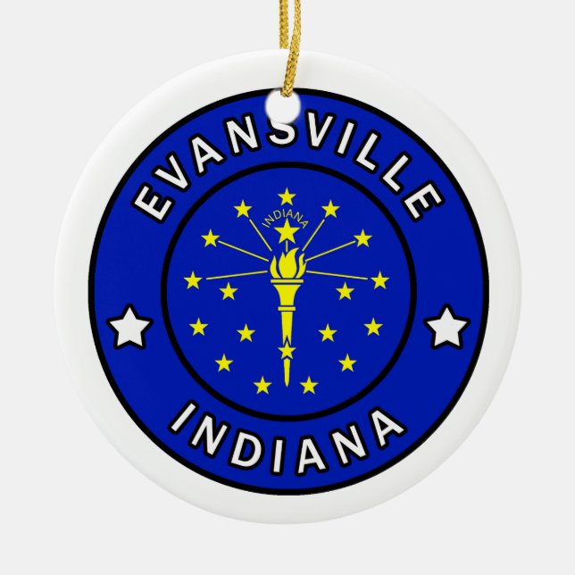 Evansville Indiana Ceramic Ornament (Front)