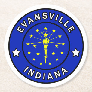 Evansville Indiana Round Paper Coaster