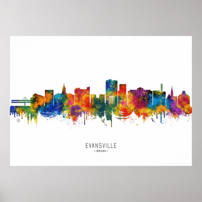 Evansville Indiana Skyline Poster (Front)