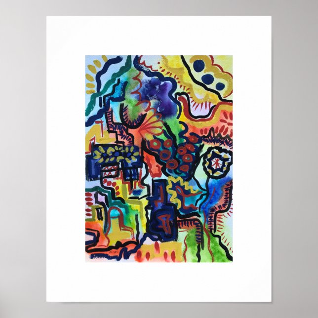 Eva's Garden-Hand Painted Abstract Art Poster (Front)