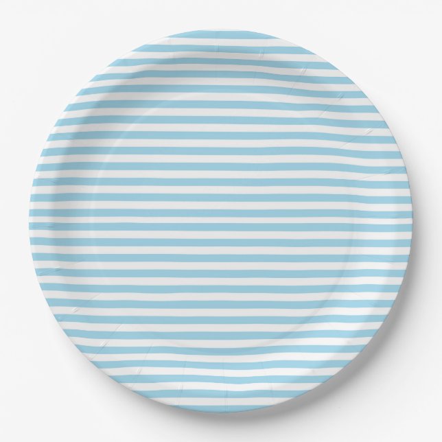 Eve and Sofie Blue Striped Paper Plate (Front)